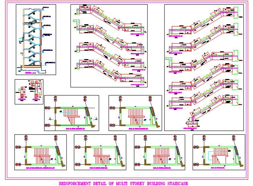 Staircase Reinforcement CAD Detail for Multistorey Building Design